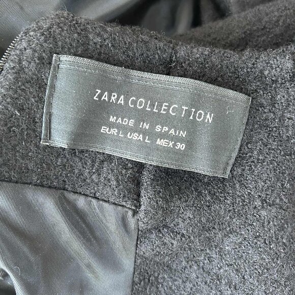 Zara Collection Black Textured Wool Mock-Neck Shift Dress with Pockets – EU L - Picture 12 of 12